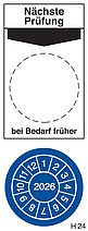Abbildung der Prüfplakette für Arbeitsmittel H24 für 2026.
